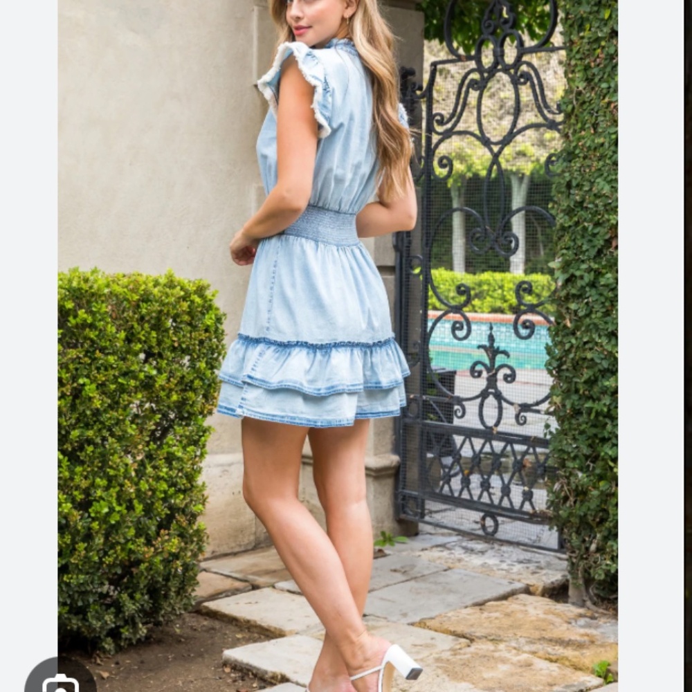 THML flutter sleeve denim dress,S, - Picture 2 of 4
